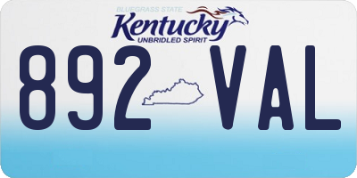 KY license plate 892VAL