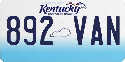 KY license plate 892VAN