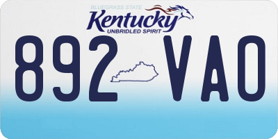 KY license plate 892VAO