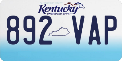KY license plate 892VAP