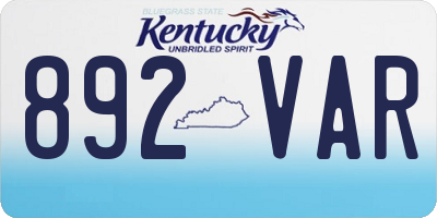 KY license plate 892VAR