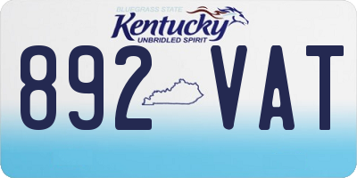 KY license plate 892VAT