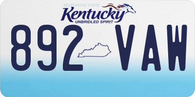 KY license plate 892VAW