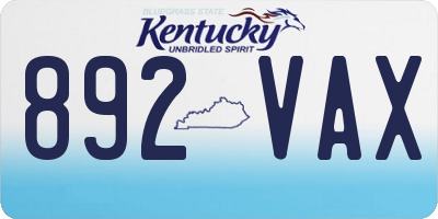 KY license plate 892VAX