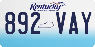 KY license plate 892VAY