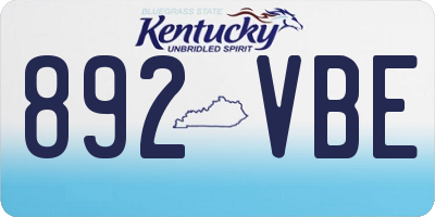 KY license plate 892VBE