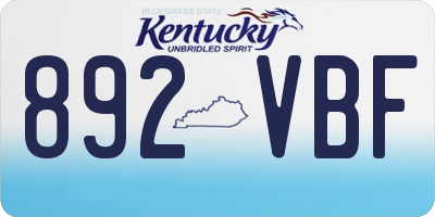 KY license plate 892VBF