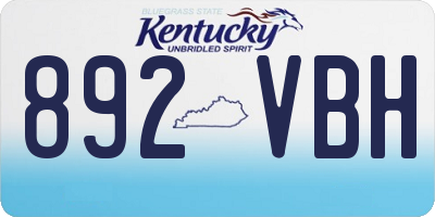 KY license plate 892VBH