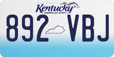 KY license plate 892VBJ