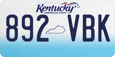 KY license plate 892VBK