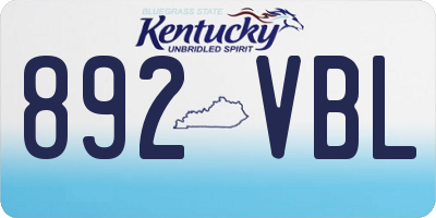 KY license plate 892VBL