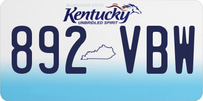 KY license plate 892VBW