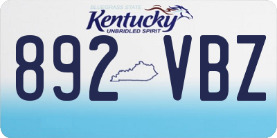 KY license plate 892VBZ