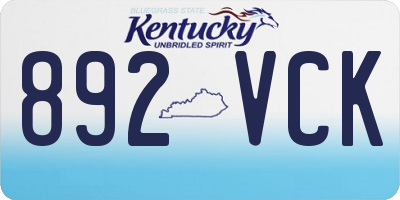 KY license plate 892VCK
