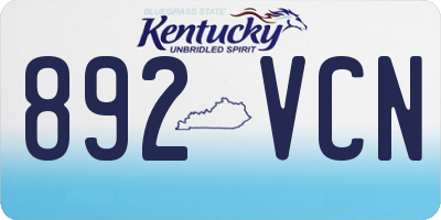KY license plate 892VCN