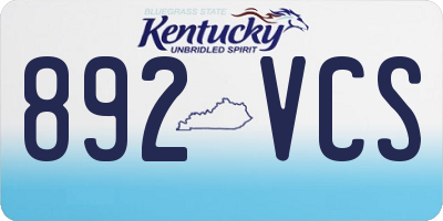 KY license plate 892VCS