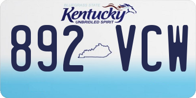 KY license plate 892VCW