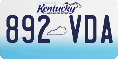 KY license plate 892VDA