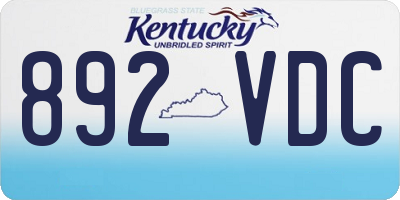 KY license plate 892VDC