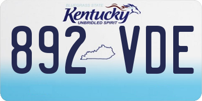 KY license plate 892VDE
