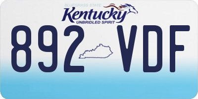 KY license plate 892VDF