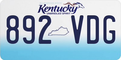 KY license plate 892VDG