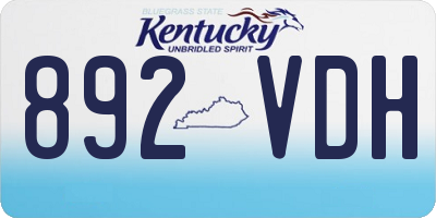 KY license plate 892VDH