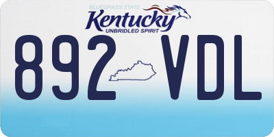 KY license plate 892VDL