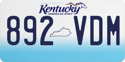 KY license plate 892VDM