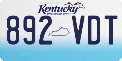 KY license plate 892VDT