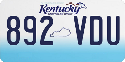 KY license plate 892VDU