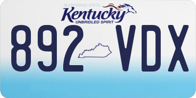KY license plate 892VDX