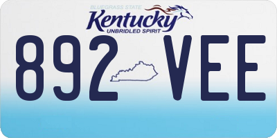 KY license plate 892VEE