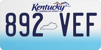 KY license plate 892VEF