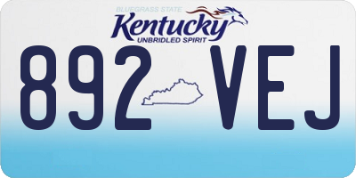 KY license plate 892VEJ