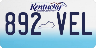 KY license plate 892VEL