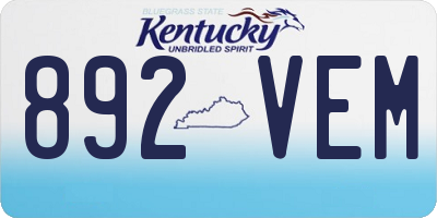 KY license plate 892VEM