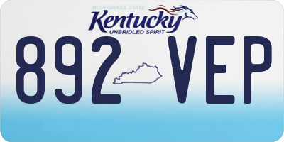 KY license plate 892VEP