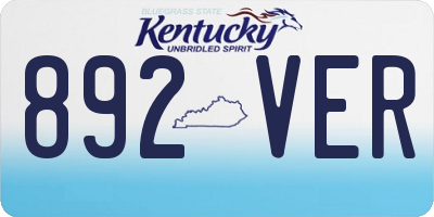 KY license plate 892VER