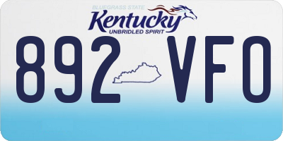 KY license plate 892VFO