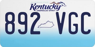 KY license plate 892VGC