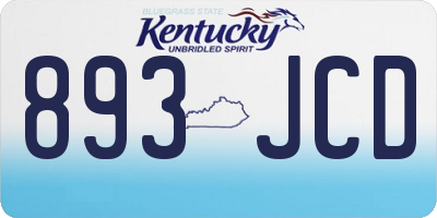 KY license plate 893JCD