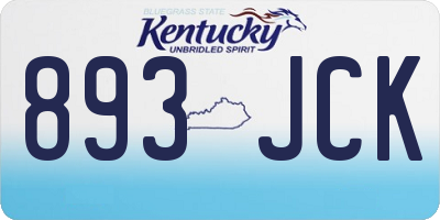 KY license plate 893JCK