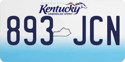 KY license plate 893JCN