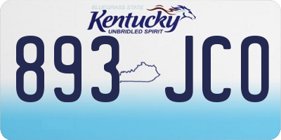 KY license plate 893JCO