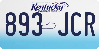 KY license plate 893JCR