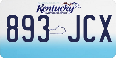 KY license plate 893JCX
