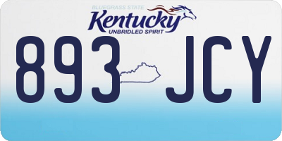 KY license plate 893JCY