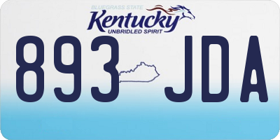 KY license plate 893JDA