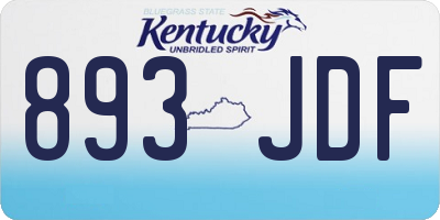 KY license plate 893JDF